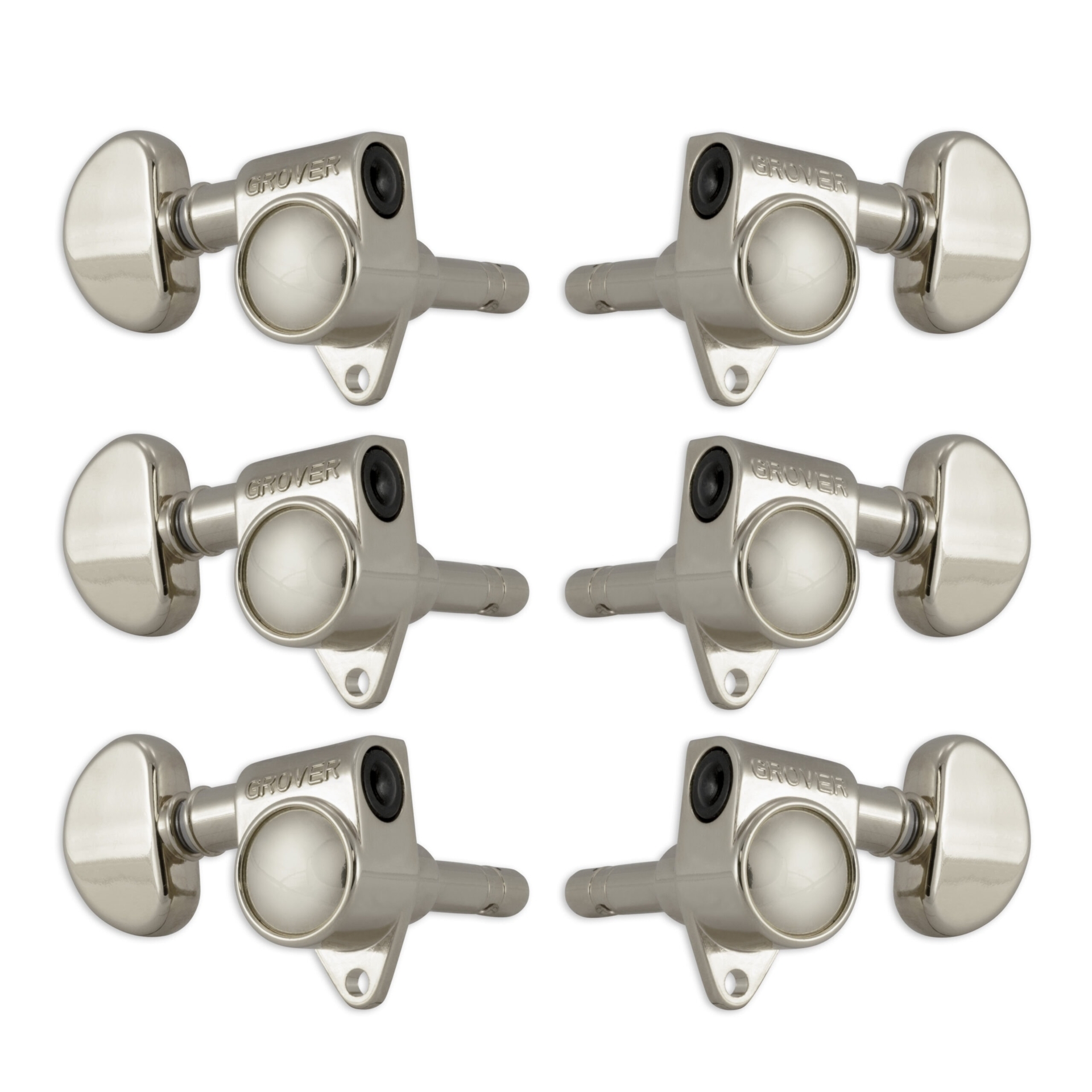 Grover 106N Original Locking Rotomatics with Round Button - Guitar Machine Heads, 3 + 3 - Nickel