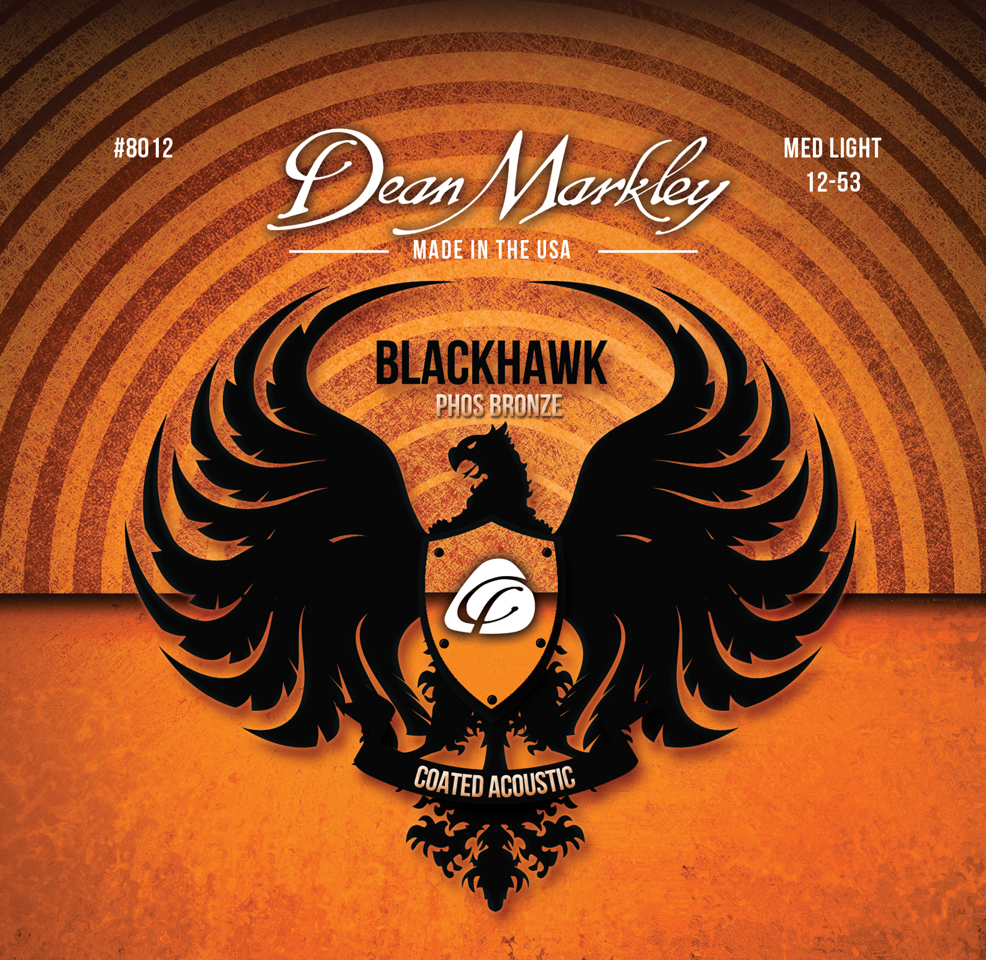 Dean Markley Blackhawk - 8012 - Coated Acoustic Guitar String Set, Pure Bronze, Medium Light, .012.-053