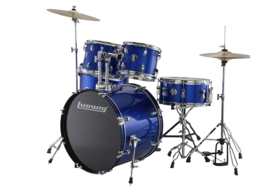 Ludwig Schlagzeug LC175 Accent Fusion Complete, Drum Set Kit, Blue
