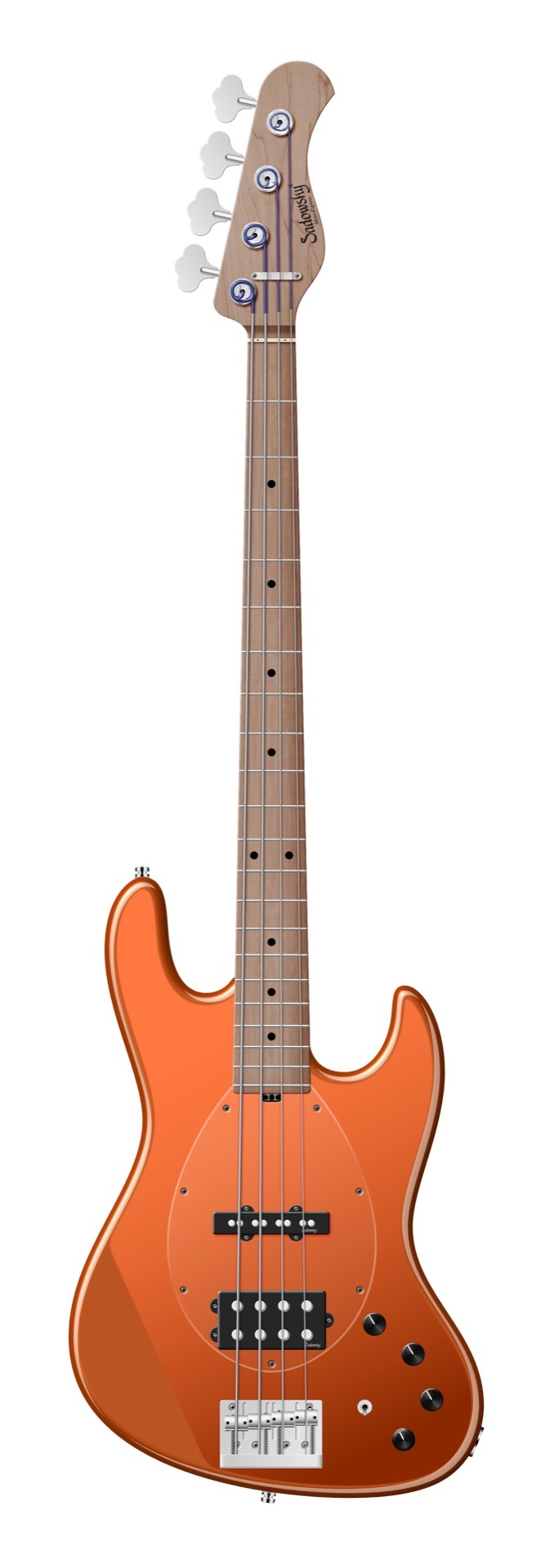 Sadowsky MetroExpress 21-Fret Vintage M/J Bass, Roasted Maple Fingerboard, 4-String - Solid Candy Apple Orange Metallic High Polish