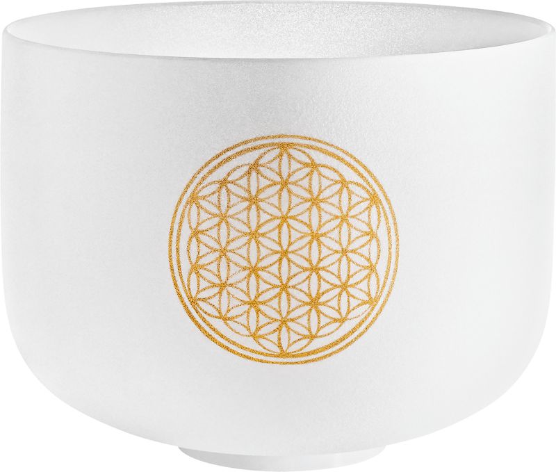 MEINL Sonic Energy PCSB10FOL 10" white-frosted Crystal Singing Bowl Blume des Lebens 128 Hz