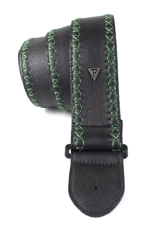 Perri's 7293 Glove Leather Gurt, black with green