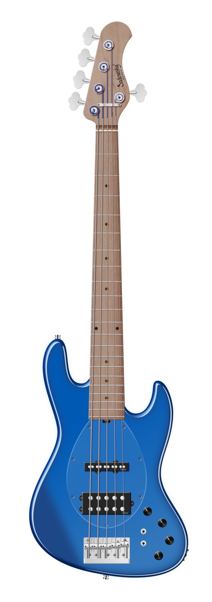 Sadowsky MetroExpress 21-Fret Vintage M/J Bass, Roasted Maple Fingerboard, 5-String - Solid Ocean Blue Metallic High Polish