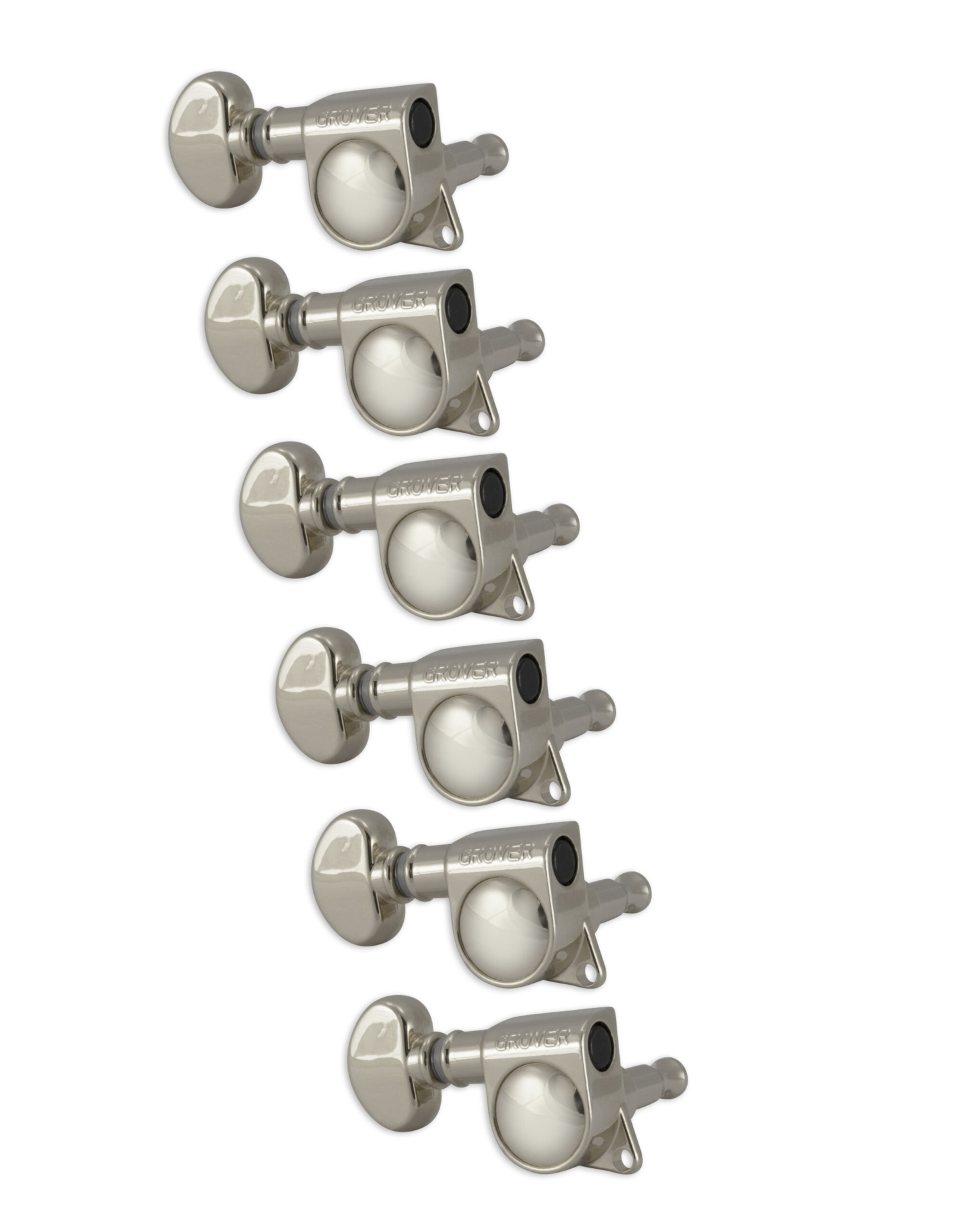 Grover 305NL6 Mid-Size Rotomatics with Round Button - Guitar Machine Heads, 6-in-Line, Lefthand, Treble Side (Right) - Nickel