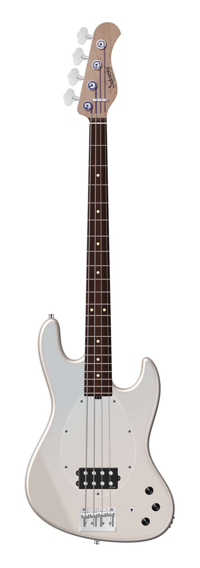 Sadowsky MetroExpress 21-Fret Vintage M Bass, Morado Fingerboard, 4-String - Solid Paper White Metallic High Polish