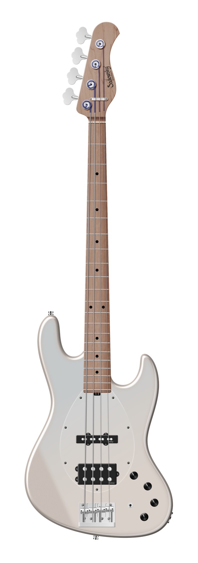 Sadowsky MetroExpress 21-Fret Vintage M/J Bass, Roasted Maple Fingerboard, 4-String - Solid Paper White Metallic High Polish