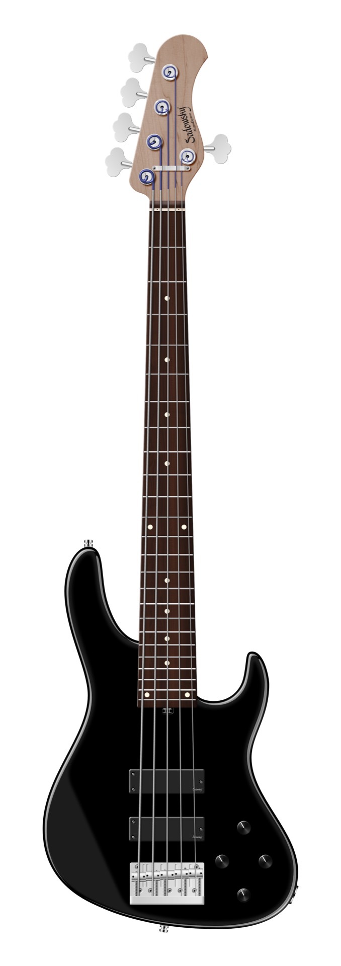 Sadowsky MetroExpress 24-Fret Modern Bass, Morado Fingerboard, 5-String, Fretless - Solid Black High Polish