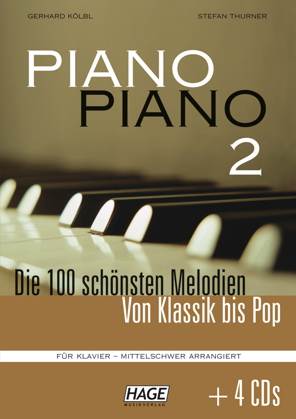 HAGE Piano Piano 2 - 100 Melodien von Klassik bis Pop - mittelschwer + 4 CDs - EH 3743