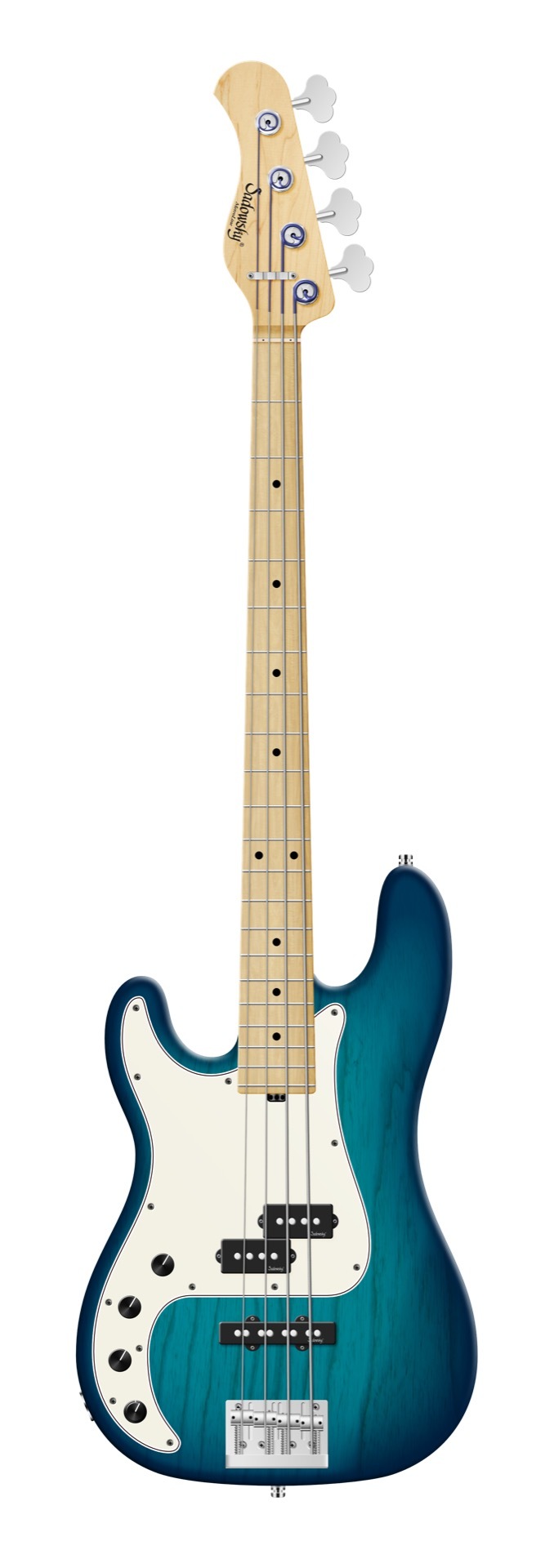 Sadowsky MetroLine 21-Fret Hybrid P/J Bass, Solidbody, Swamp Ash Body, Maple Fingerboard, 4-String, Lefthand - Bora Blue Burst Transparent Satin