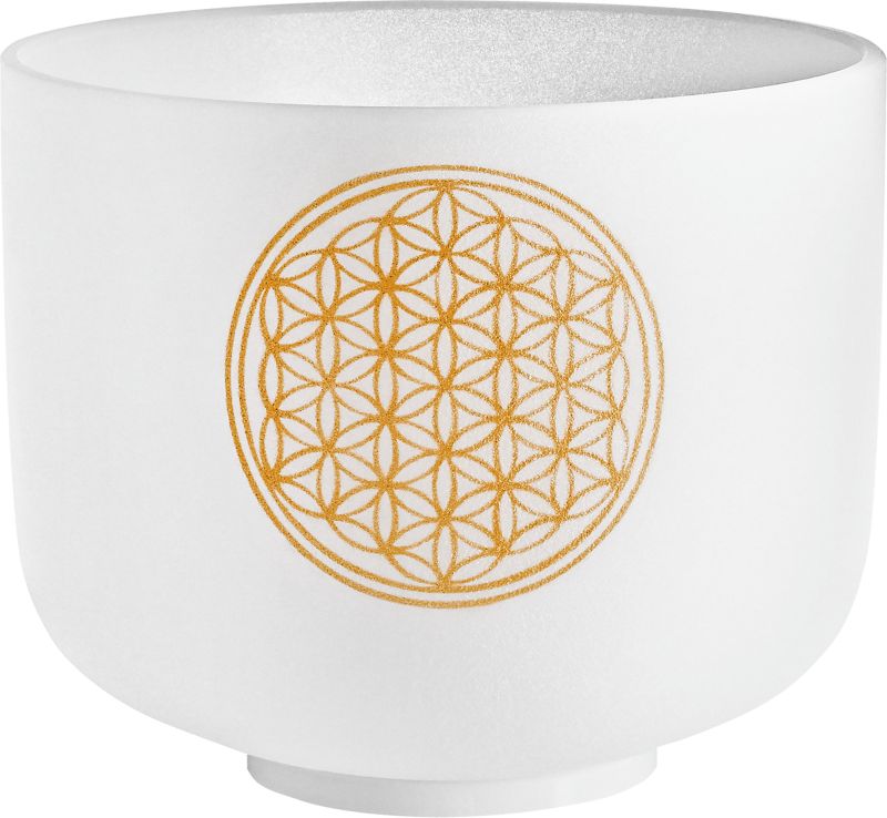 MEINL Sonic Energy PCSB8FOL 8" white-frosted Crystal Singing Bowl Blume des Lebens 128 Hz