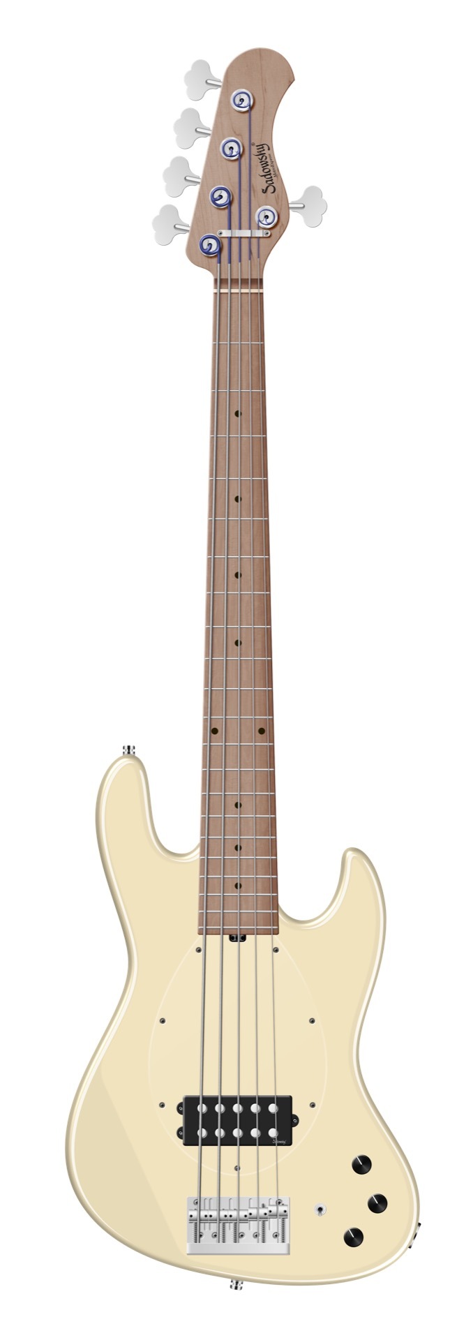 Sadowsky MetroExpress 21-Fret Vintage M Bass, Roasted Maple Fingerboard, 5-String - Solid Olympic White High Polish