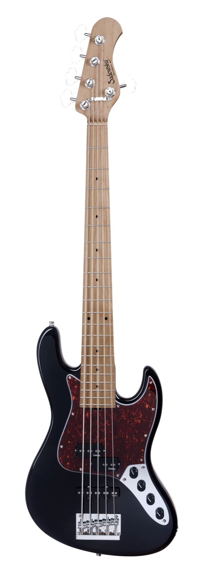 Sadowsky MetroExpress 21-Fret Hybrid P/J Bass, Roasted Maple Fingerboard, 5-String - Solid Black High Polish