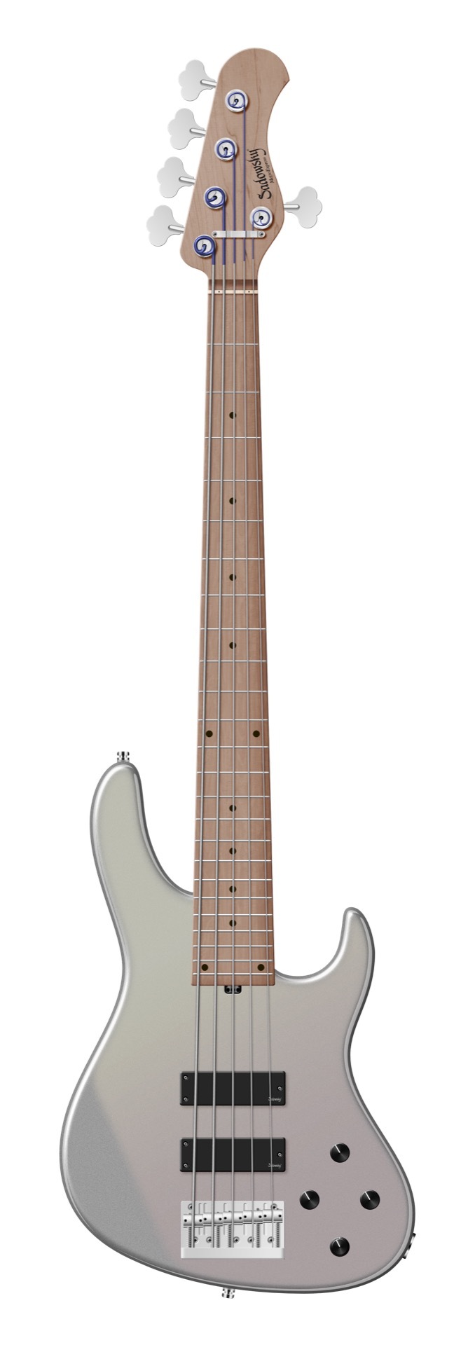 Sadowsky MetroExpress 24-Fret Modern Bass, Roasted Maple Fingerboard, 5-String - Solid Silver Sparkle Metallic High Polish