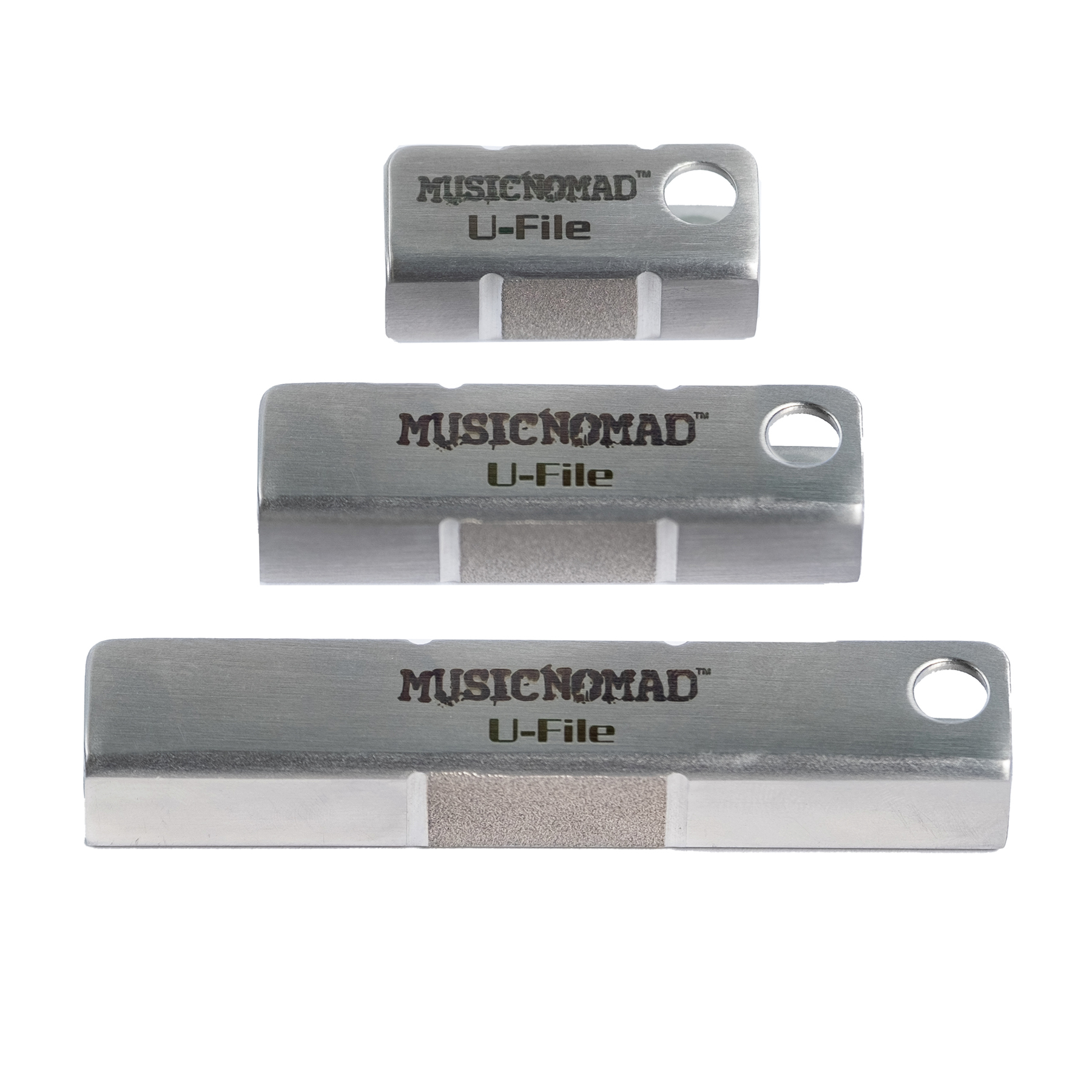 MusicNomad Fret Leveler (MN813) - Diamond U-File for Leveling Single Guitar Frets - 3 Pack (1.25", 2", 3")