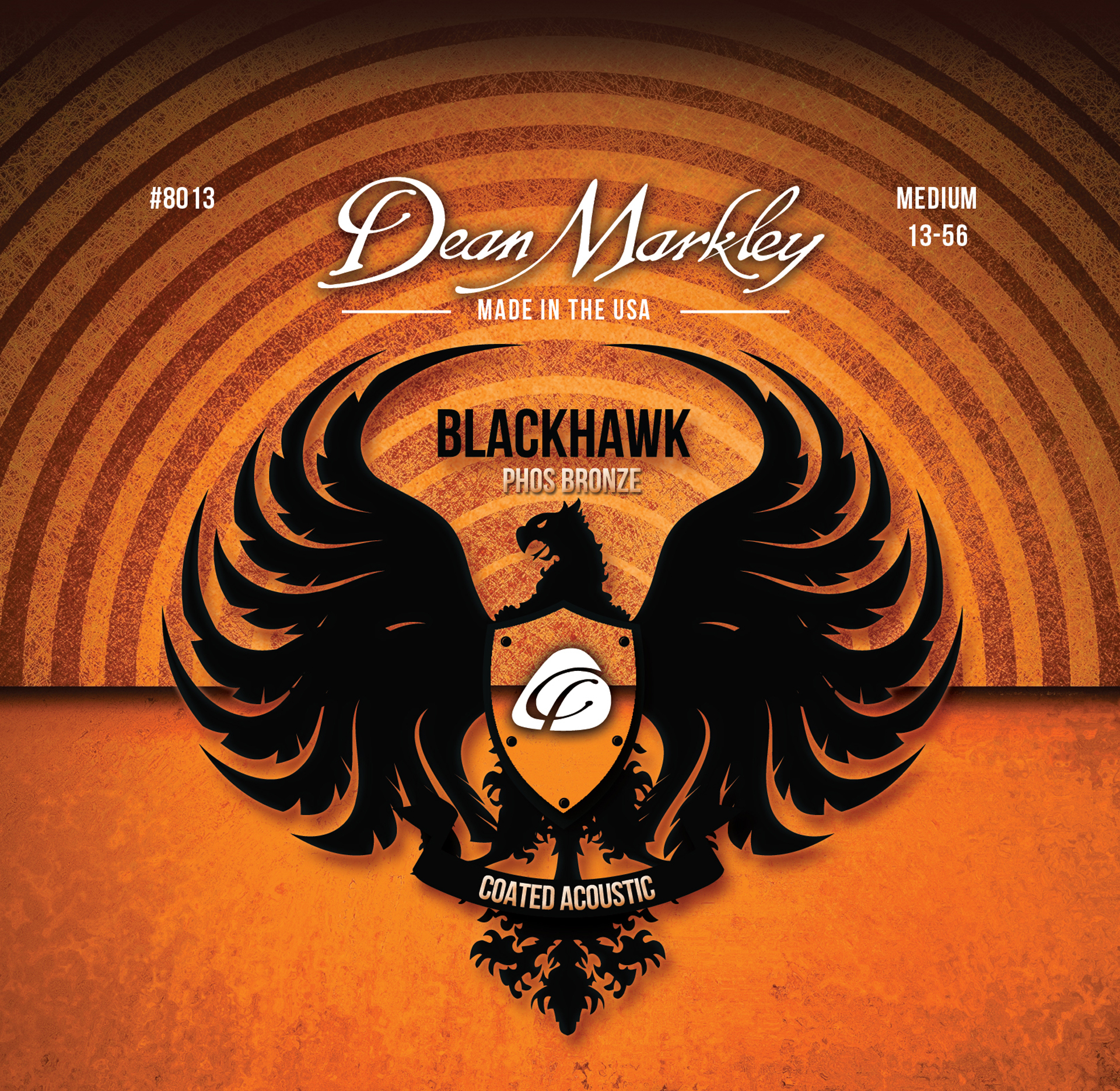 Dean Markley Blackhawk - 8013 - Coated Acoustic Guitar String Set, Pure Bronze, Medium, 80/20, .013-.056