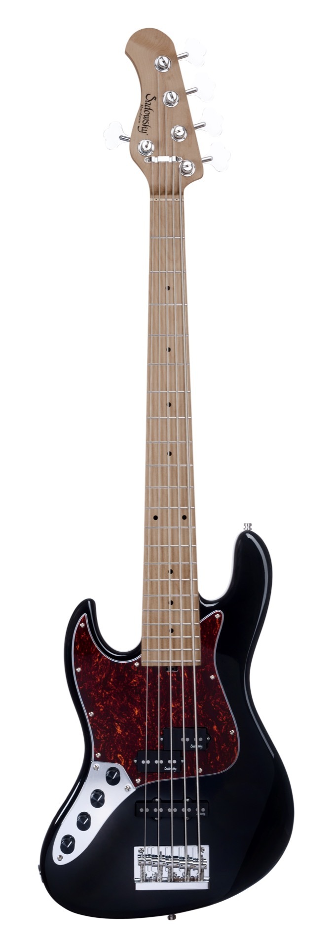 Sadowsky MetroExpress 21-Fret Hybrid P/J Bass, Roasted Maple Fingerboard, Lefthand, 5-String - Solid Black High Polish